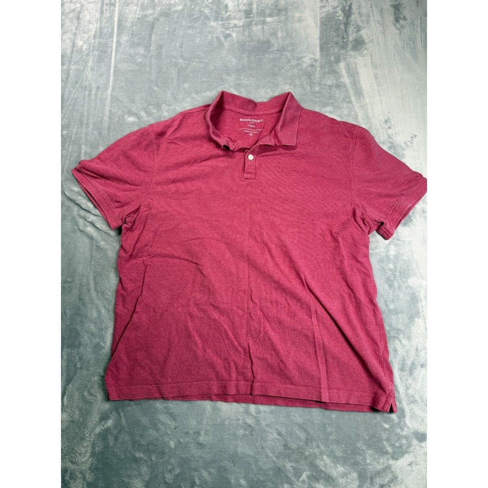 Banana Republic Polo Shirt Mens XL Pink Pigue Performance Short Sleeve Side Slit